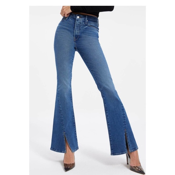 Good American Denim - Women's Blue Flared Jeans